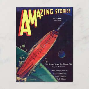 Carte Postale Rocket art Sci Fi vintage
