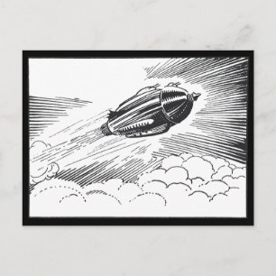 Carte Postale Rocket de vaisseau spatial de science-fiction vint