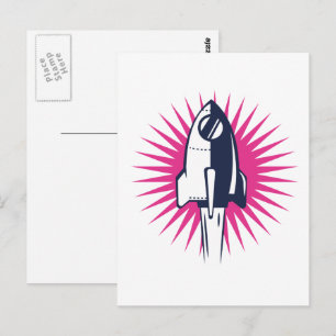 Carte Postale Rocket Espace Rétro