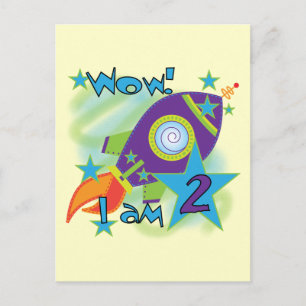 Carte Postale Rocket Ship 2e Anniversaire T-shirts et cadeaux