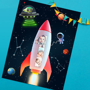 Carte Postale Rocket Space 1er anniversaire   Collage photo énor