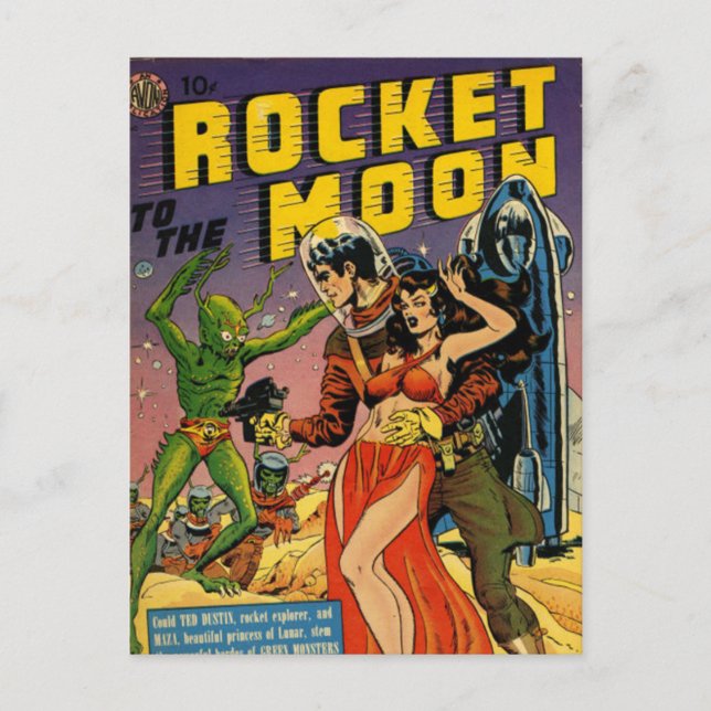 Carte Postale Rocket to the Moon Comic (Devant)
