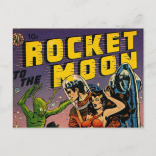 Carte Postale Rocket to the Moon Comic