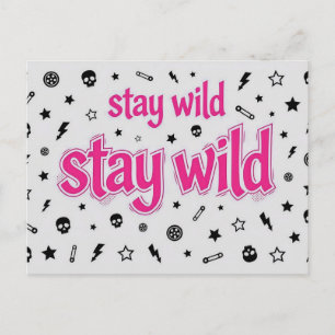Carte postale rockeuse grunge rose sauvage