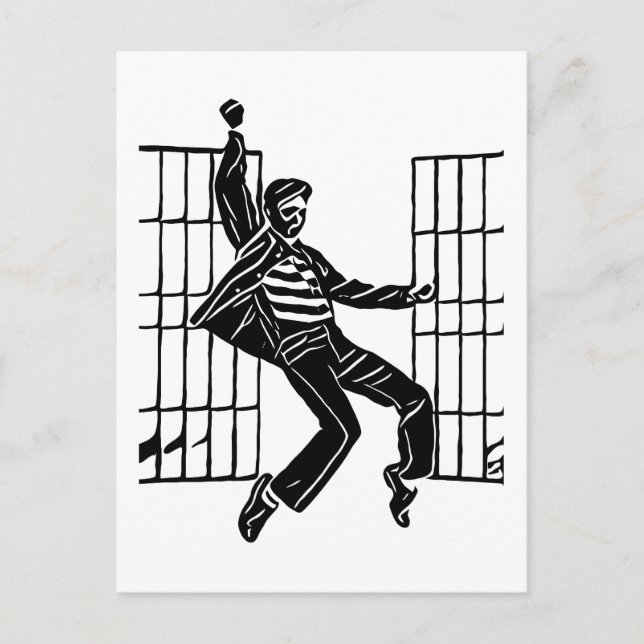 Carte Postale Rockin La maison de prison Homme Danser Art Abstra (Devant)