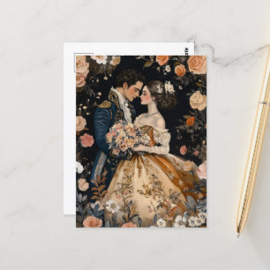 Carte Postale Rococo Couple Romantique Mariage Congrats Fiançail