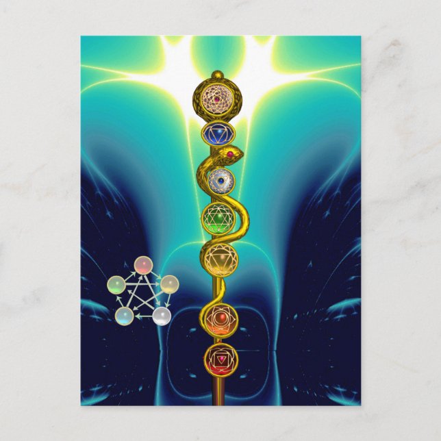 CARTE POSTALE RODE D'ASCLEPIUS 7 CHAKRAS, YOGA, ÉNERGIE SPIRITUE (Devant)