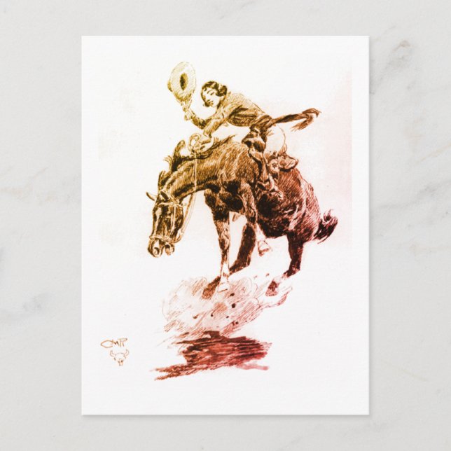 Carte Postale Rodeo Cowgirl (par C.M. Russell) (Devant)