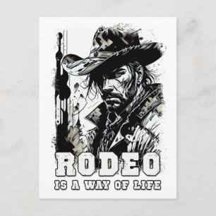 Carte Postale RODEO Est Un Moyen De Vie Vintage Cowboy Sayings A