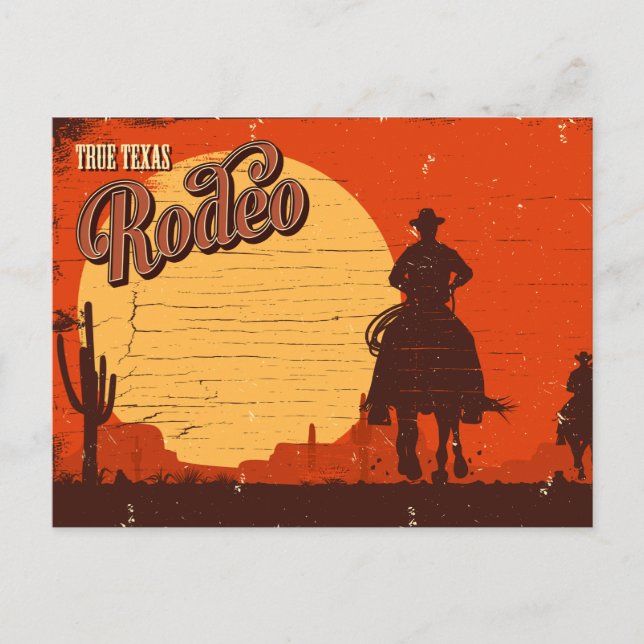 Carte Postale Rodéo vintage du Texas Cowboy (Devant)