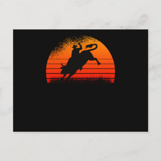 Carte Postale Rodeo Western Cowboy Wild West Retro Bull