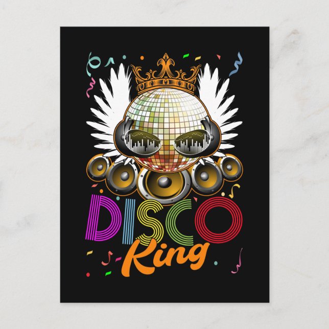 Carte Postale Roi Disco Funky Musique Danse (Devant)