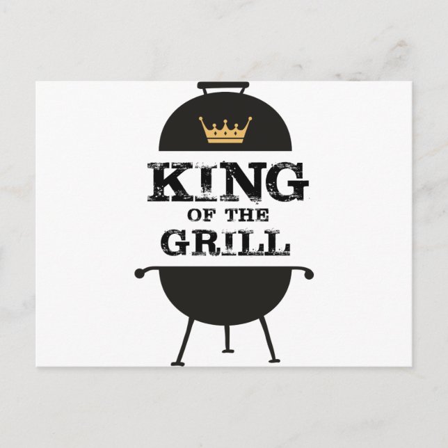 Carte Postale Roi Du Grill, Couronne D'Or Noir (Devant)