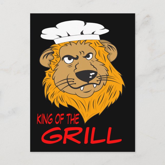 Carte Postale Roi du Grill, Tête de Lion Enragé, Drôle (Devant)