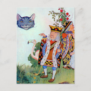 Carte Postale Roi et Reine des Coeurs, Alice et Cheshire Cat