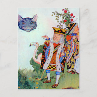 Carte Postale Roi et Reine des Coeurs, Alice et Cheshire Cat