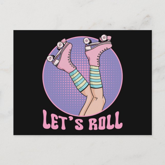 Carte Postale Roller Girl Skater Retro les années 70 et 80s Pati (Devant)