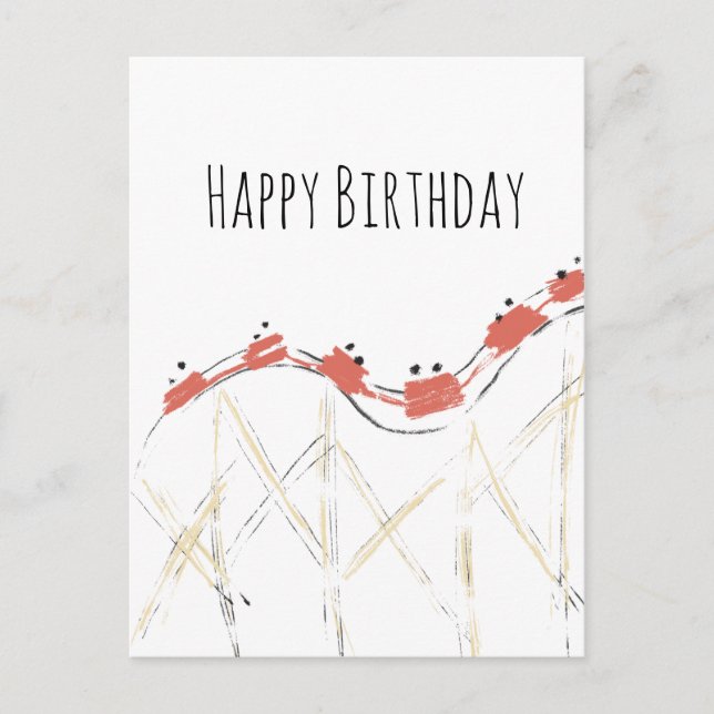 Carte Postale Rollercoaster main dessinée Anniversaire (Devant)