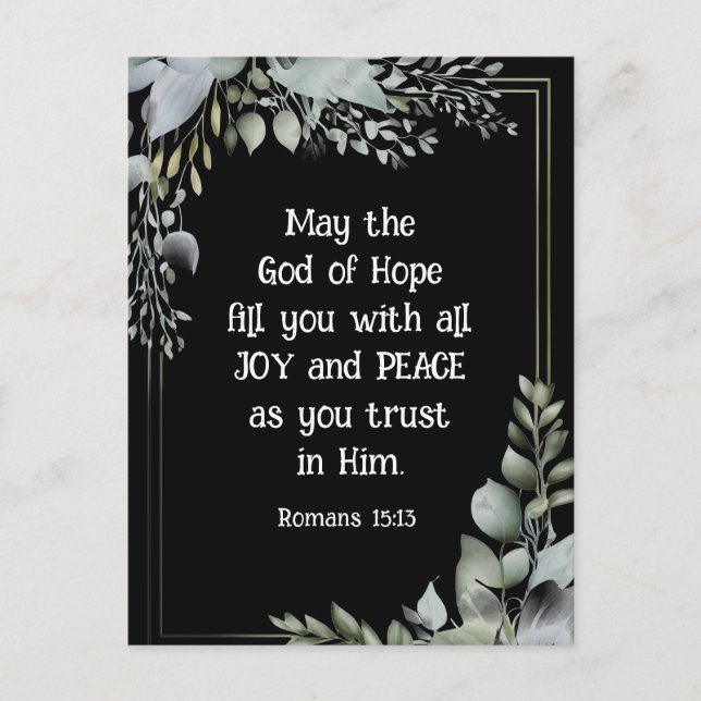 Carte Postale Romains 15:13 Dieu de l'Espoir Bible chrétienne Ve (Devant)