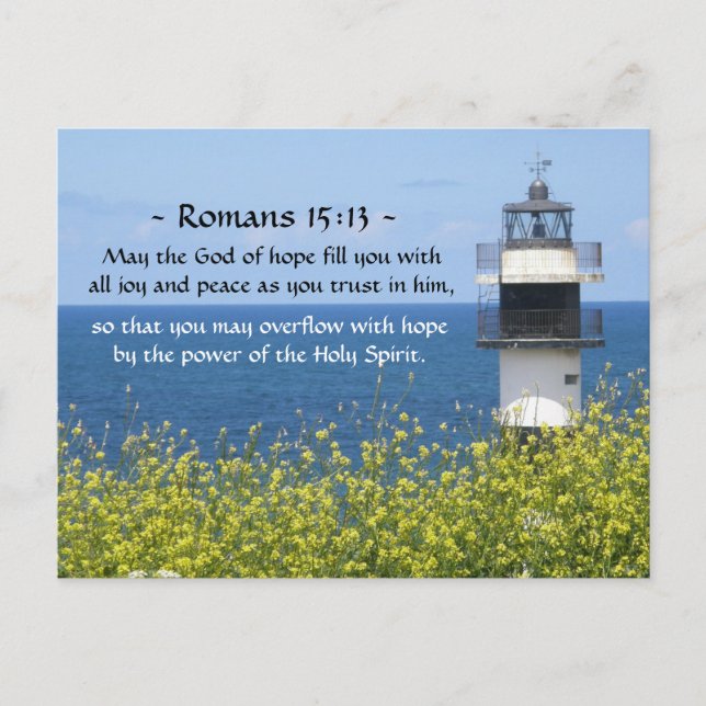 Carte Postale Romains 15:13 Puisse le Dieu de l'Espoir, Phare (Devant)