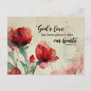 Carte Postale Romains 5:5 La Bible Amoureuse de Dieu Verse Fleur