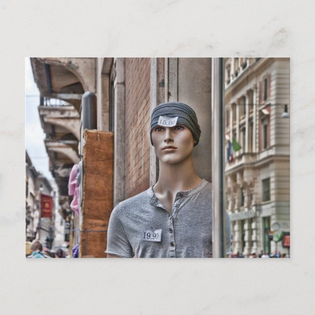 Carte Postale Roman Shopping Bizarre Italien Mannequin (Devant)