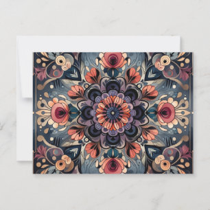 Carte Postale Romance foncée Bourgogne Art Déco Floral Été