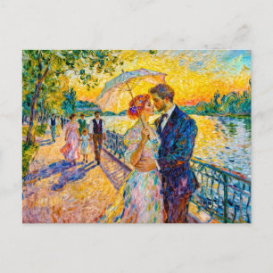 Carte Postale Romance Impressionniste au Coucher du Soleil sur l