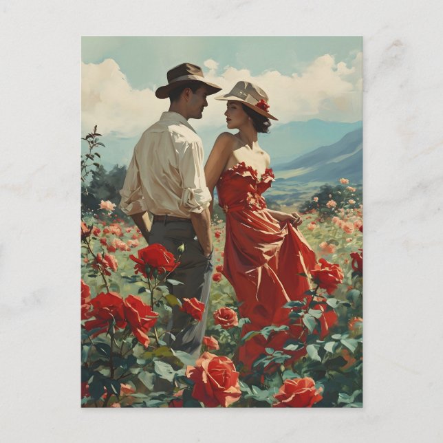 Carte Postale Romance Rose vintage (Devant)