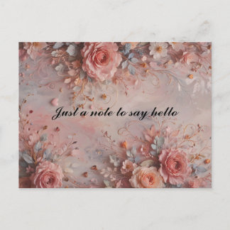 Carte Postale Romantic Hearts and Flowers