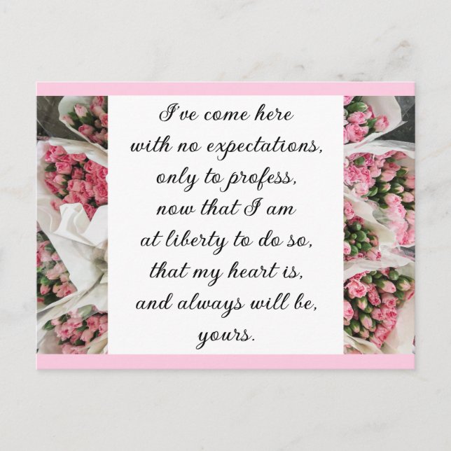 Carte Postale Romantique Blush Rose Floral Jane Austen Love Cita (Devant)