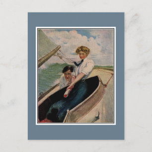 Carte Postale Romantique couple vintage, voile