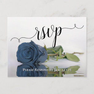 Carte Postale Romantique Dusty Steel Blue Rose mariage RSVP