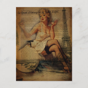 Carte Postale romantique élégant vintage girly paris mode