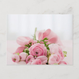 Carte Postale Romantique Mariage Love Soft Rose Flower Bouquet