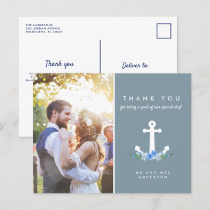 Carte Postale Romantique Mariage Nautique Merci