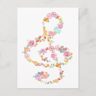 Carte Postale romantique musique florale