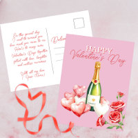 Romantique Saint Valentin Champagne Roses & Coeurs