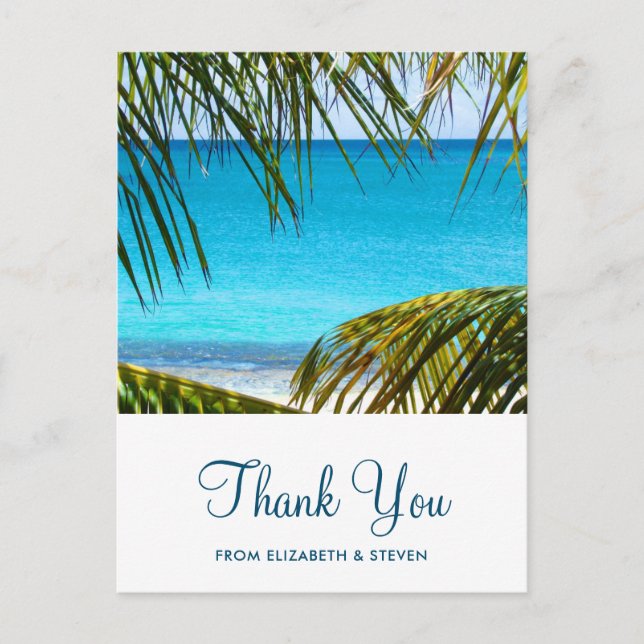 Carte Postale Romantique Turquoise Tropical Beach Mariage Merci (Devant)