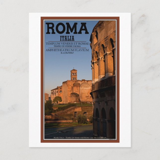 Carte Postale Rome - Colisée et Temple de Vénus (Devant)