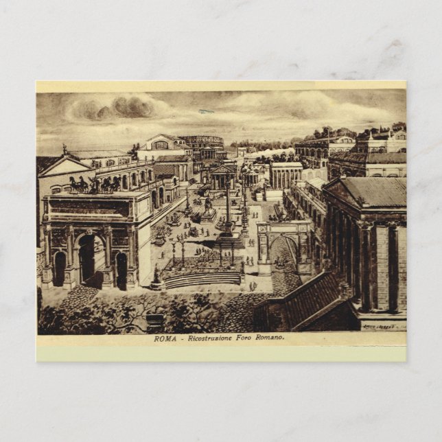 Carte Postale Rome, Forum romain, impression de l'artiste (Devant)