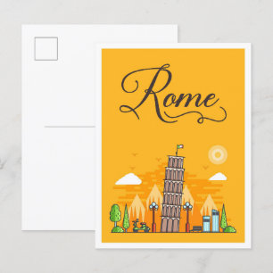 Carte Postale Rome Italie Art Voyage Illustration