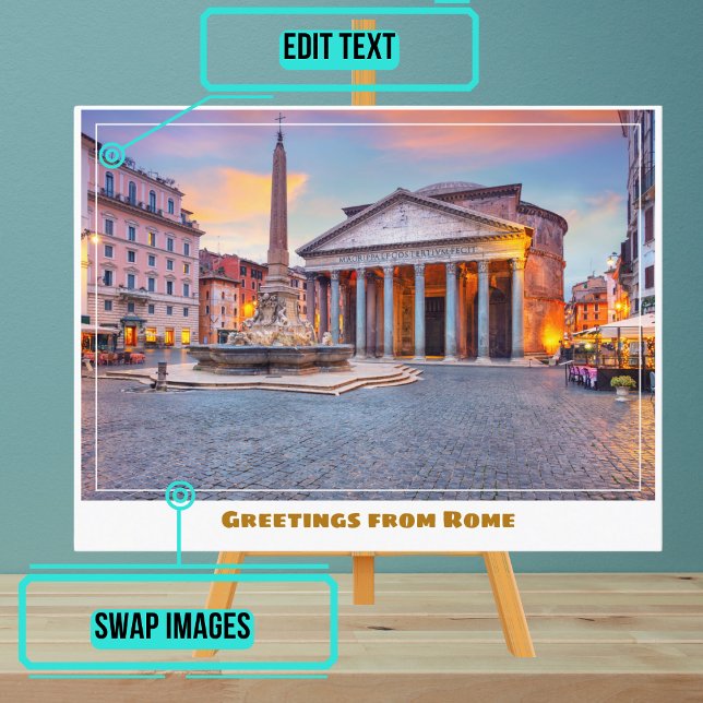 Carte Postale Rome Italie avec le Panthéon (Instead of buying postcards, use this template to customize text & share your own photo.)