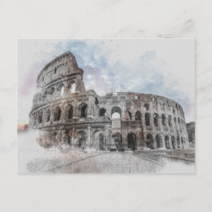 Carte Postale Rome Italie Colisée Voyage Art Vintage