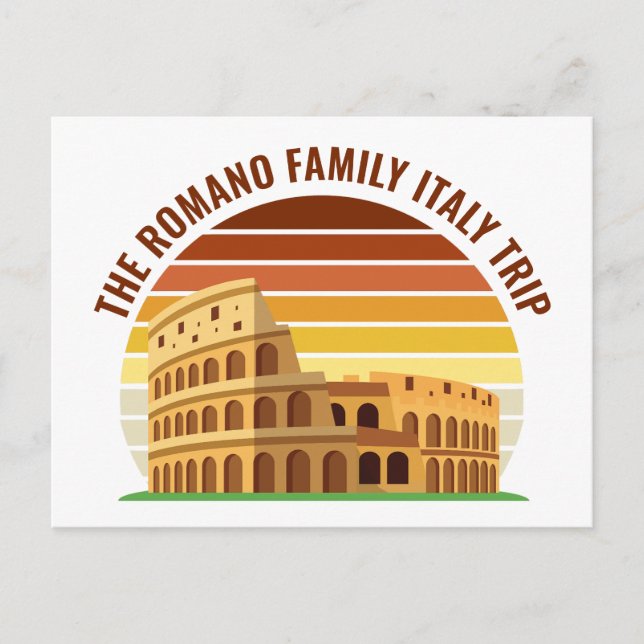 Carte Postale Rome Italie Famille Voyage Colisée Coucher de sole (Devant)