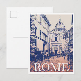 Carte Postale Rome Italie Illustration Art vintage Voyage