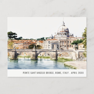 Carte Postale Rome Italie Tibre Rivière Aquarelle Italienne Voya