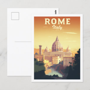 Carte Postale Rome Italie Vintage Lieu de Voyage célèbre