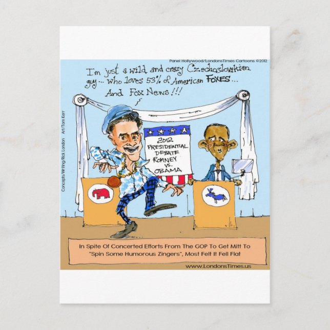Carte Postale Romney essaie des Zingers sur Obama Drôle Drôle Ca (Devant)