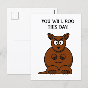 Carte Postale Roo Ce Jour, Drôle Caricature Kangaroo En Colère